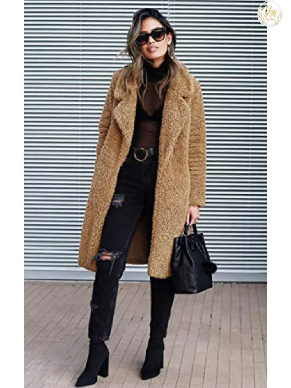 Womens Faux Fur Teddy Coat Long Cardigan Open Front Fuzzy Warm Winter Jacket